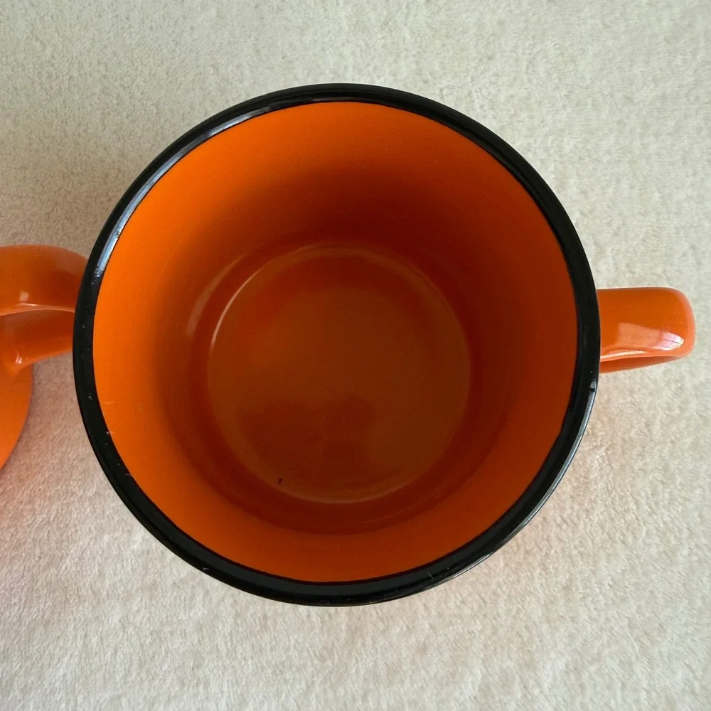 Set of 2‎ BULLEIT Whiskey Bourbon Ceramic Orange Mug Cups Coffee Hot Toddy Cup